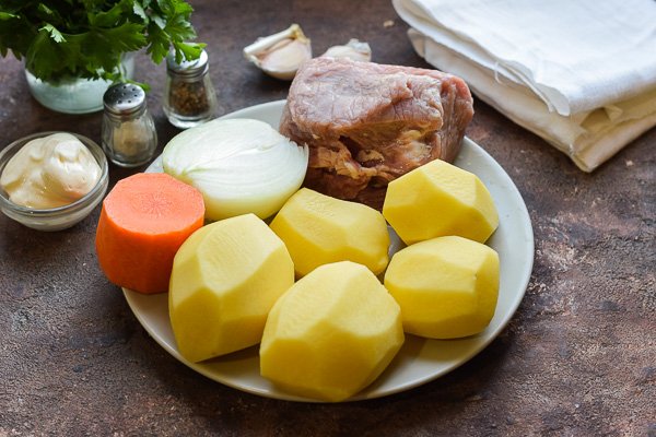 картошка с мясом в духовке с майонезом рецепт фото 1